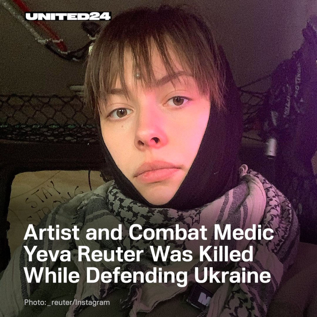 U24_gov_ua's tweet photo. On August 1, 2026, during a second russian missile strike on Kyiv, Yeva Reuter was killed while rescuing people wounded in the initial attack. She was a graduate of the National Academy of Fine Arts and Architecture, an art historian, artist, and combat medic. She was only 25 years old.

To her brothers- and sisters-in-arms, she will always be remembered by her callsigns, ‘Planochka’ and ‘Alice’ — a bright, courageous, and compassionate person who remained true to her calling until her very last breath.

Eternal memory to this Heroine. Our heartfelt condolences to Yeva's family, friends, and brothers- and sisters-in-arms.