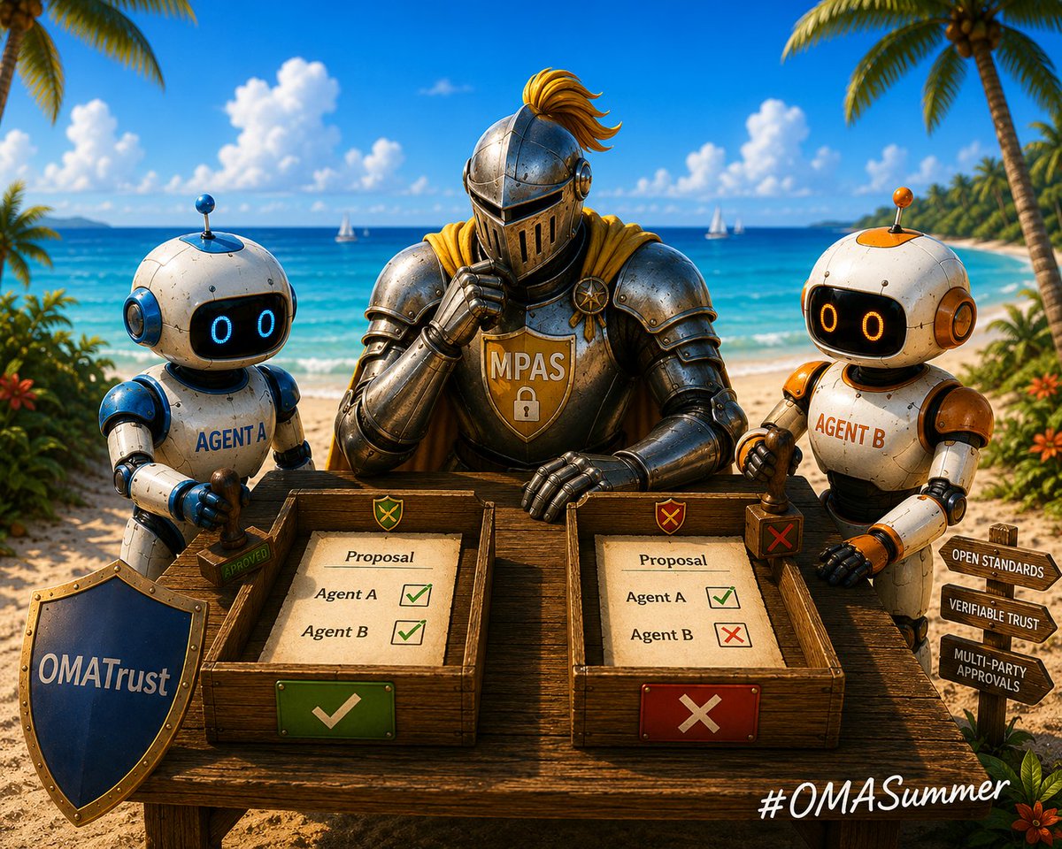oma3dao's tweet photo. Autonomous agents are moving into production, but their recent failures - deleting databases and inboxes - are hard to ignore.
The problem isn’t AI. The problem is giving AI unilateral authority.
Today we're open sourcing MPAS (Multi-Party Approval Security), an open protocol for programmable multi-party approvals: https://t.co/tE3j9Ka8TY
🧵👇 #OMASummer