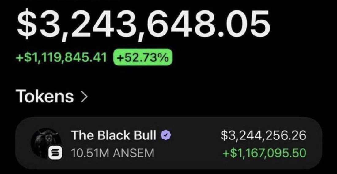 AlphaLabx's tweet photo. Imagine buying some shit coin for lols with your $230.

You wake up and it’s worth $3,2M profit 

This is why we love memecoin 

This is why memecoin will never die 

Thank you $ANSEM  ever grateful 🙏

Like and retweet drop SOL address.

Join https://t.co/RUuzQpKYb8 https://t.co/PhgKcc3OSz