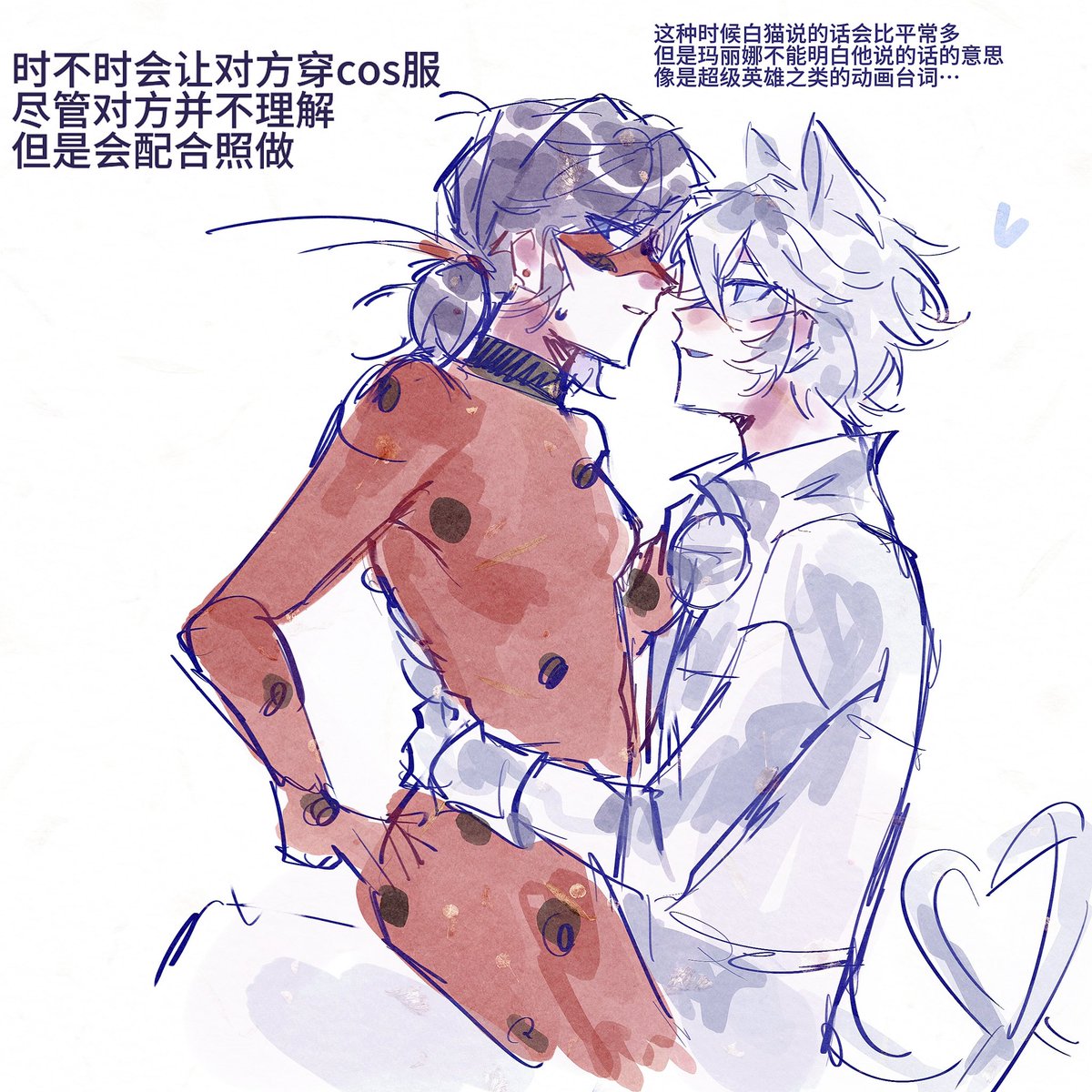 Aqighn's tweet photo. #miraculousladybug 白猫if线，🐱🐞我英文不太好所以麻烦大家自己翻译了 #ladybug #mlb https://t.co/3UIwdRVfpO