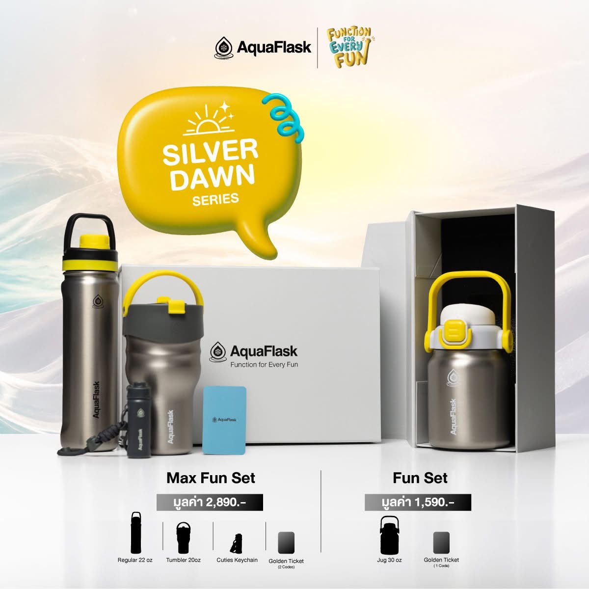 AquaFlaskTH's tweet photo. 💙 AquaFlask Special Collection Box Set เปิดให้สั่งซื้อแล้ววันนี้!

Special Collection ที่มีเฉพาะในแคมเปญ AquaFlask Function for Every Fun x Pond &amp; Phuwin เท่านั้น

#AquaFlaskTH #FunctionForEveryFun #SpecialCollectionBoxSet #PondPhuwinxAquaFlask #PondPhuwin #ปอนด์ภูวินทร์ https://t.co/wv8sNdj902