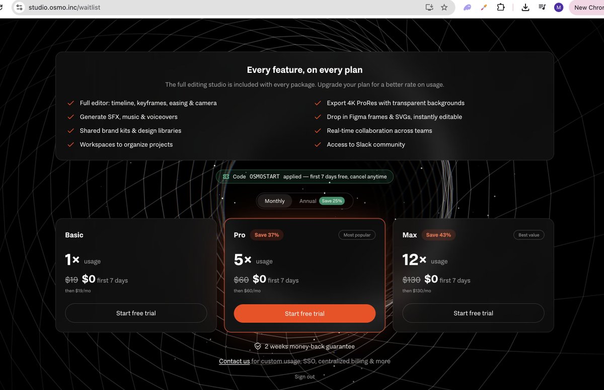 from_michael_'s tweet photo. @osmo_studio Can I try a demo of the AI tools before having to put in credit card details? https://t.co/N9eP5kYQta