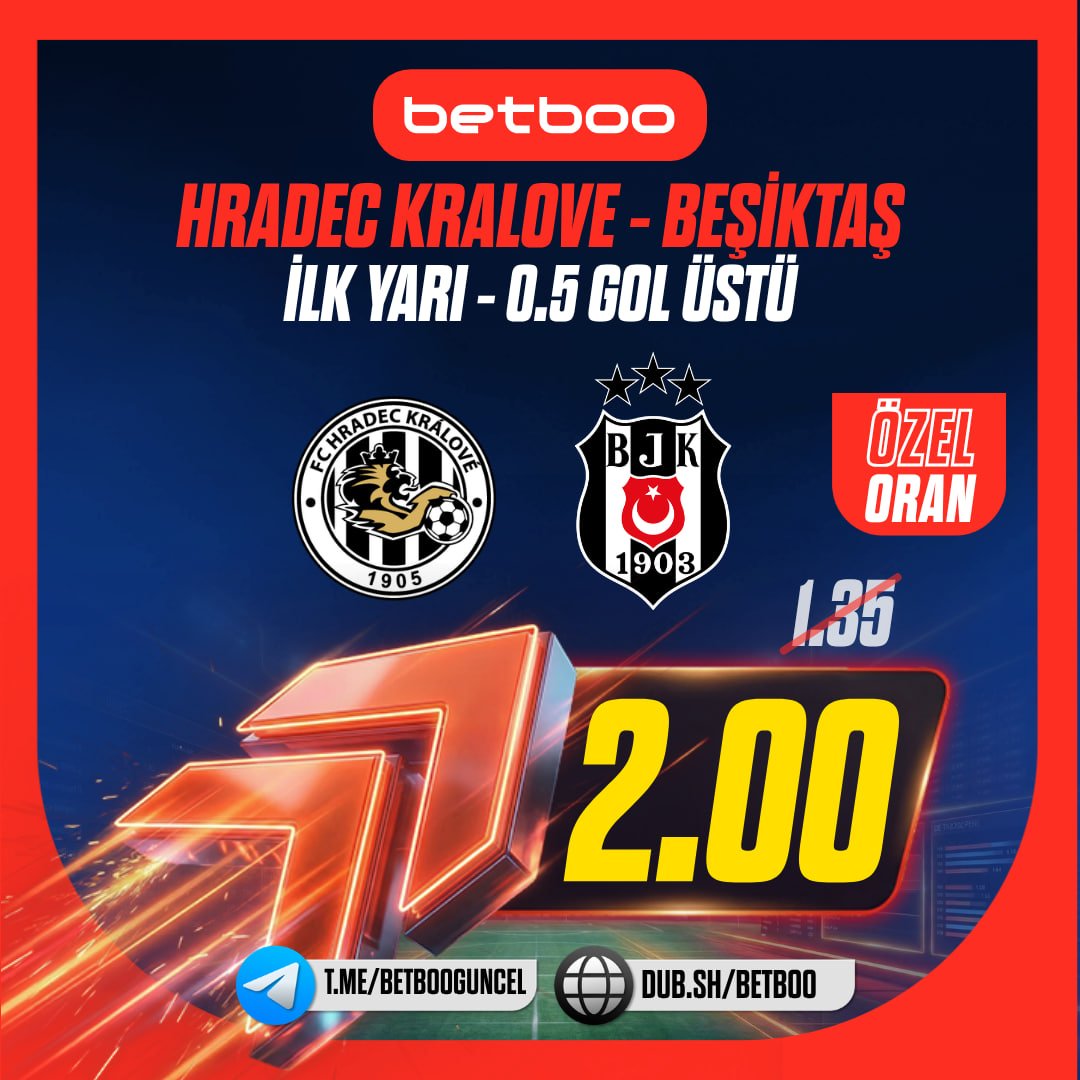 betboo26's tweet photo. Hradec Kralove 🆚 Beşiktaş

🔥 Oran 2.00'a yükseldi!

⚽️ İlk yarı 0.5 Gol Üstü oranı 1.35 yerine 2.00!

Kazanmak için 👉 https://t.co/jVX5x2BY2c https://t.co/kpR8Ixkwyc