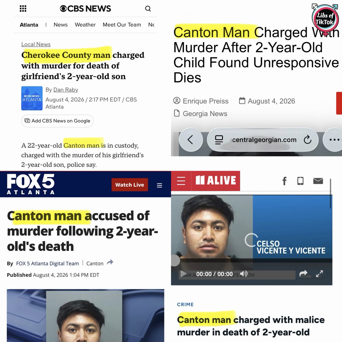libsoftiktok's tweet photo. NEW MEDIA HOAX JUST DROPPED

The “Canton man” who was arrested for killing a toddler in Georgia is Celso Edison Vicente Y Vicente, an illegal alien. https://t.co/f4ArBSjfmC