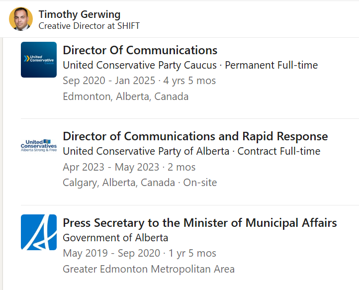 MimiProbably's tweet photo. AFTER the arbitration decision which found he had both violated the privacy of an Alberta citizen and violated that his right to freedom of expression, the UCP promoted Mr. Gerwing to Director of Communications. They literally rewarded his bad behaviour. #ABPoli #ABLabour https://t.co/tXxWD4nLNk