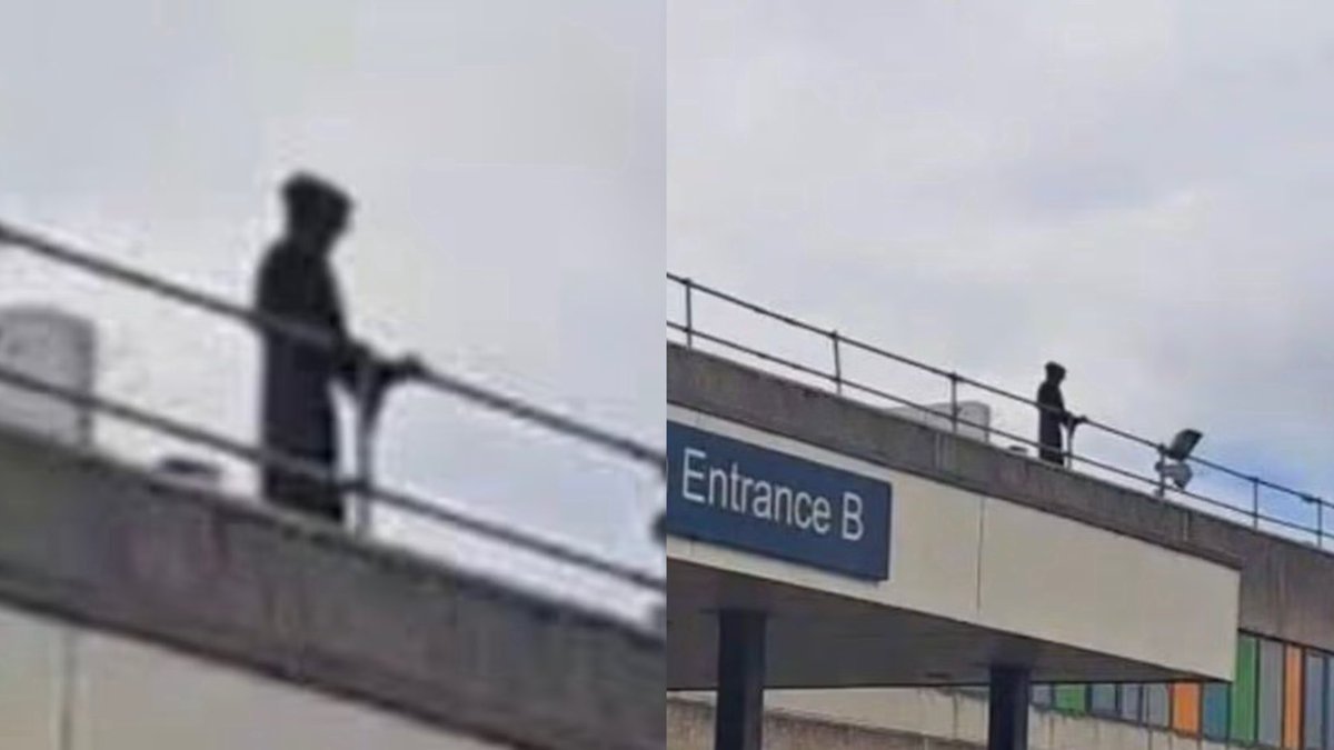 FearedBuck's tweet photo. A 26-year-old man was arrested after dressing as the Grim Reaper and climbing onto a hospital roof to stare at staff and visitors. https://t.co/zCzr8AP3an