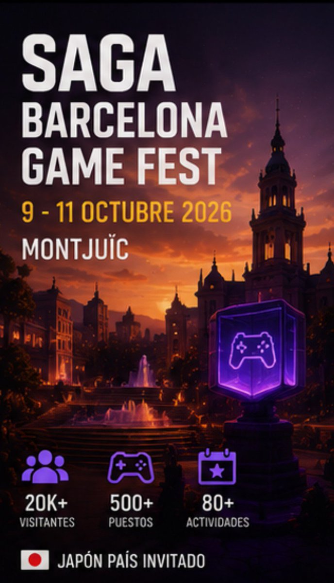 LeonidasEscribe's tweet photo. SAGA Barcelona Game Fest regresará del 9 al 11 de octubre.
Japón será el país invitado en una edición con más de 14,000 m², cerca de 500 puestos de juego y más de 80 actividades.
Barcelona quiere poner el gaming en el centro. 🎮
#SAGABarcelona #Gaming #Videojuegos #IRLEI https://t.co/CoBhbt2kbe