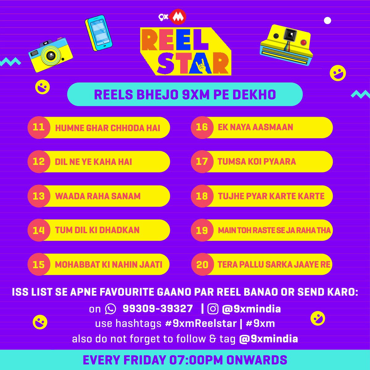 9xmHaqSe's tweet photo. Yeh hai aapke iss hafte ke favorite 90's ke gaane, bhejo humein apne reels, aur paao mauka humare channel @9xmindia pe feature hone ka ❤️📺
.
Bhejiye apne reels 9930939327 is number pe and Use kijiye humara hashtag #9xmReelstar #9xm also don’t forget to tag and follow us❤
.
So Hurry & Become Popular 🤩
.
Dekhte rahiye #9XMREELSTAR Every Friday 7pm onwards!
.
.
.
.
.
.
.
#9xm #reelstar #reels #instafilm #songoftheweek #music #trending #trendingsong #audio #video #bollywood #bollywoodsong #hindi #lofi #favourite #reelitfeelit #viralvideo #explore