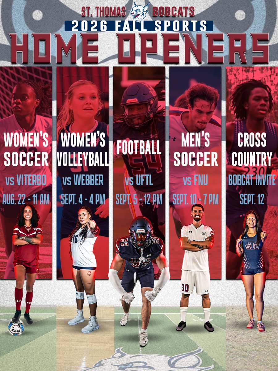 STU_Athletics's tweet photo. Mark your calendars!!!
Fall 2026 Home Openers for the Bobcats! https://t.co/2NAIGrdr2T