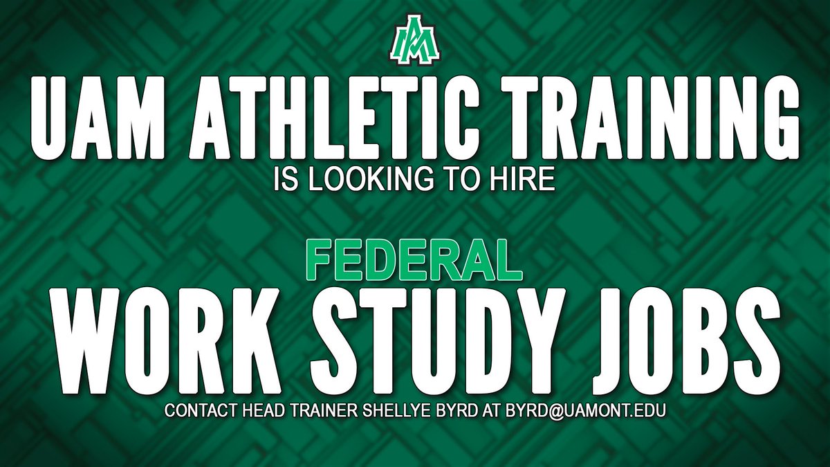 WeevilSportsMed's tweet photo. Attention UAM Students 🚨 ‼️
We are looking for Federal students for work study positions! https://t.co/2tpDjHiTaX