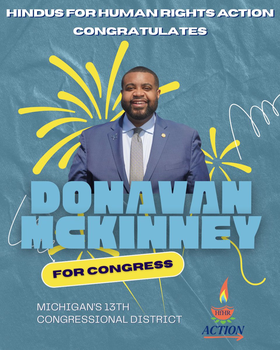 HfHRAction's tweet photo. Congratulations to @DonavanMI13 for beating Shri Thanedar to become the Democratic nominee in Michigan's 13th District! https://t.co/lcqAd18Iy5