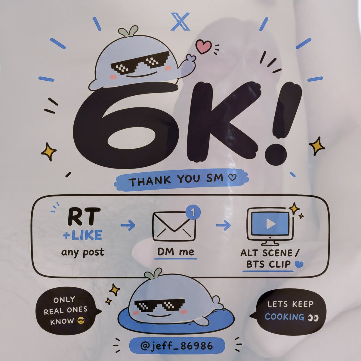 jeff_86986's tweet photo. I know it’s the random-est time to announce this but…

6K Celebration! 🥹❤️

RT + ❤️ ur fav post, then DM me.

I’ll send you an available BTS / alt angle / similar scene clip for the video u rt+❤️. 🎬

Limited time & limited requests per day.
Need some time to dig through the archives 😭