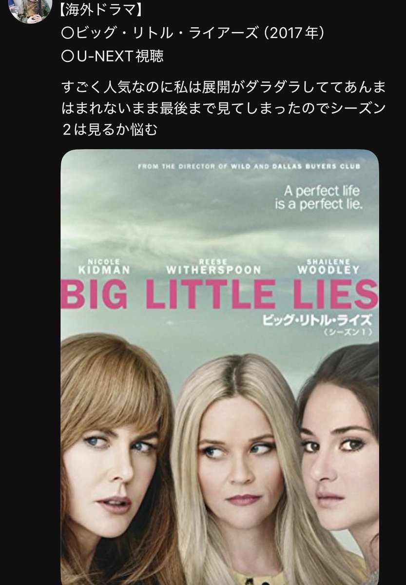 ber1s_sub's tweet photo. #海外ドラマ #ビッグ・リトル・ライアーズ #UNEXT みた https://t.co/RWO7nJoZ3g