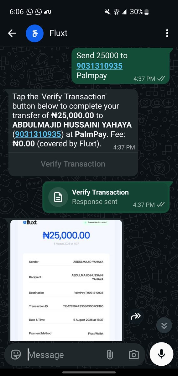 0xmop_pro's tweet photo. Unnecessary charges? Why not Fluxt it?! 💙

​The Fluxt Beta officially live

​Experience instant, all-time free transfers, bill payments, and absolute controll all from a simple WhatsApp chat. 

Plus,special incentives lined up for every community member🚀. https://t.co/r6KwcC0f3a