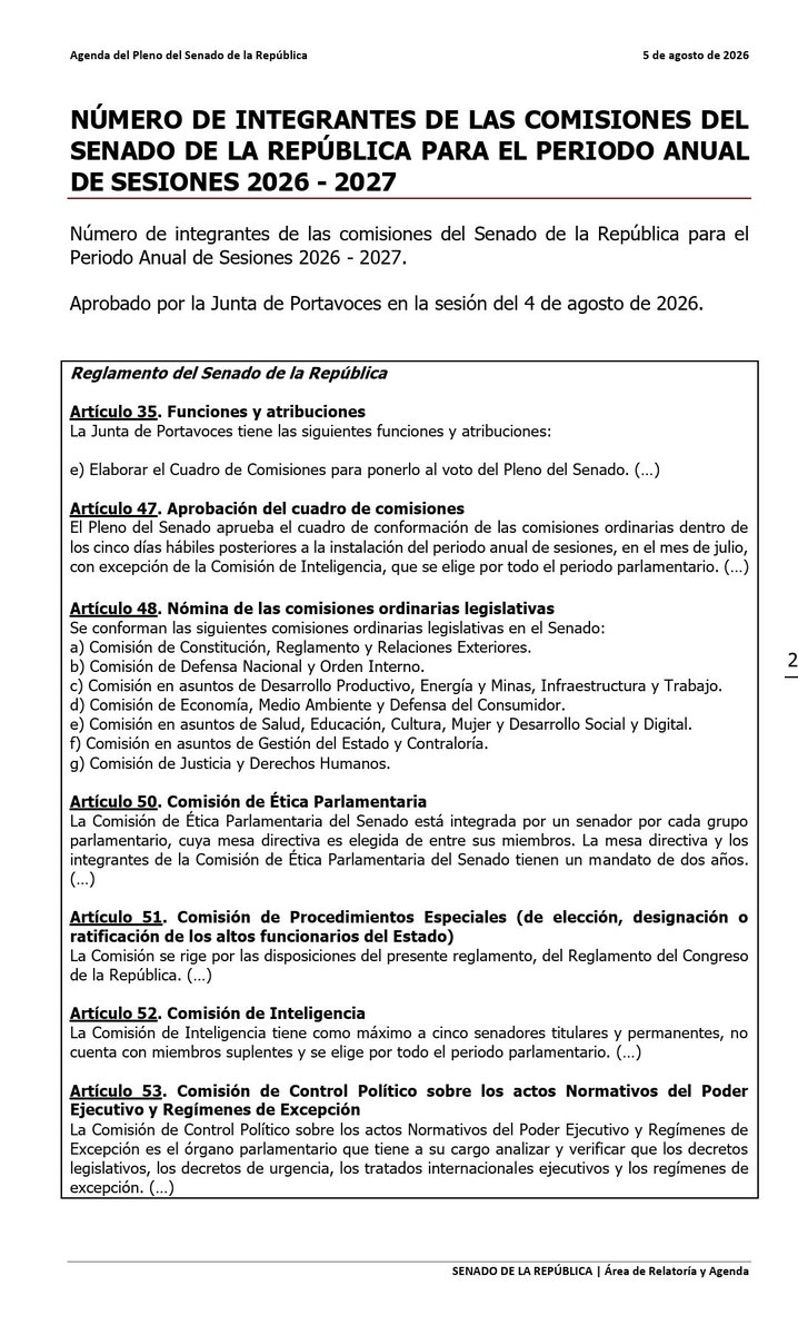 congresodelperu's tweet photo. Agenda del pleno #PlenoDelSenado. 🇵🇪
Sigue la transmisión en vivo y mantente informado sobre los principales temas de la agenda parlamentaria.

https://t.co/9nHzIUzKez https://t.co/szdgAmNFZr