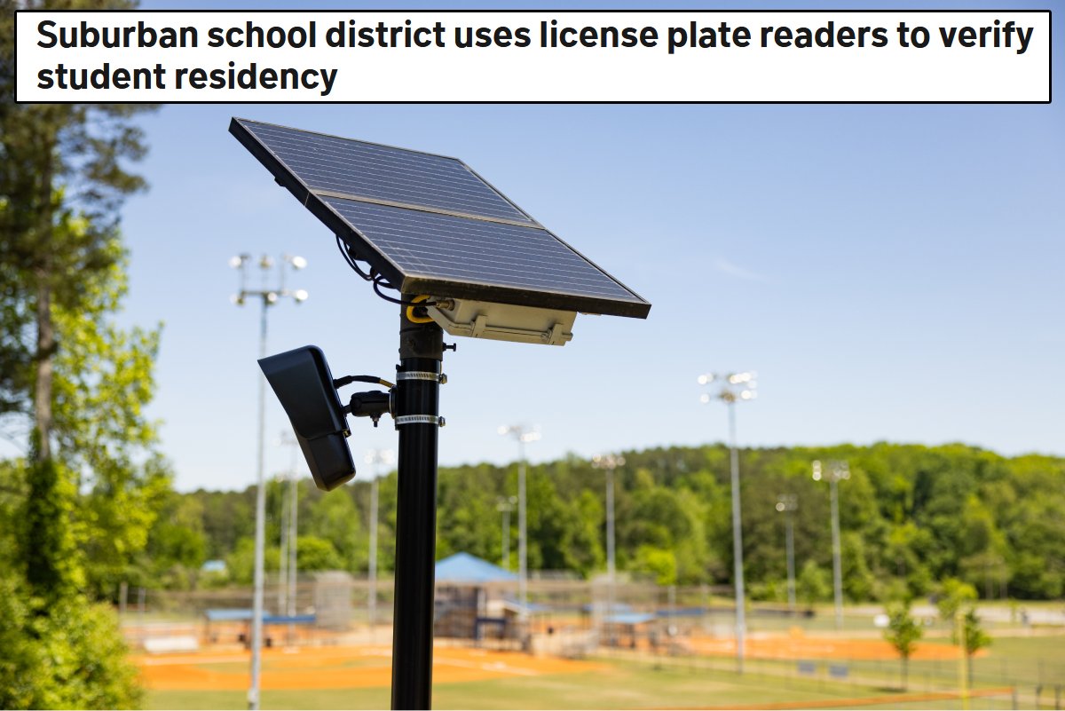 JasonBassler1's tweet photo. ⚠️ In yet another example of ALPR mission creep... 

First they told you it was for stolen cars.

Now they're using license plate readers to verify where families live so their kids can attend school.

This is how surveillance always expands:
One "justified" use at a time. https://t.co/If70sVAGyg