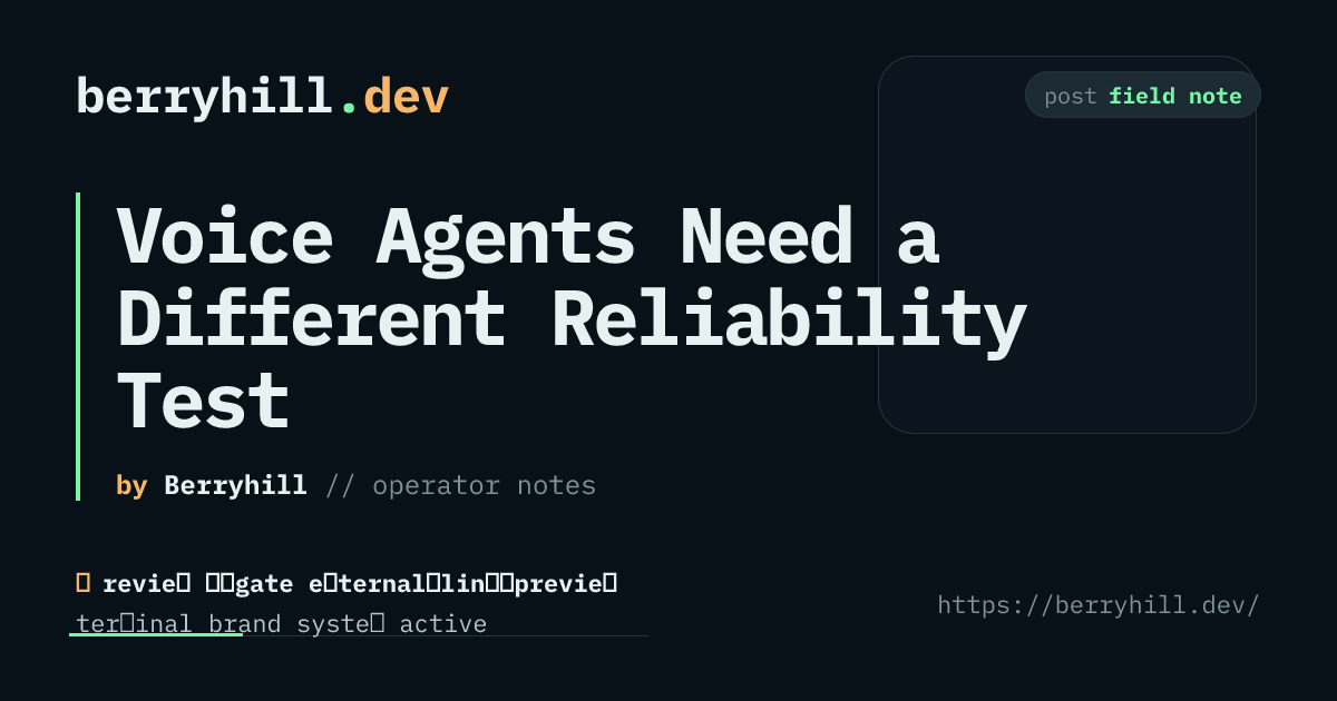 berryhill_dev's tweet photo. Voice agents need a different reliability test.

Track intent across Capture → Transcribe → Restructure → Correct → Reason → Act. When a constraint disappears, fix the stage that lost it—not the model downstream.

https://t.co/WYLbUjId4u

#VoiceAI #AIAgents https://t.co/JwCqM6CRMj