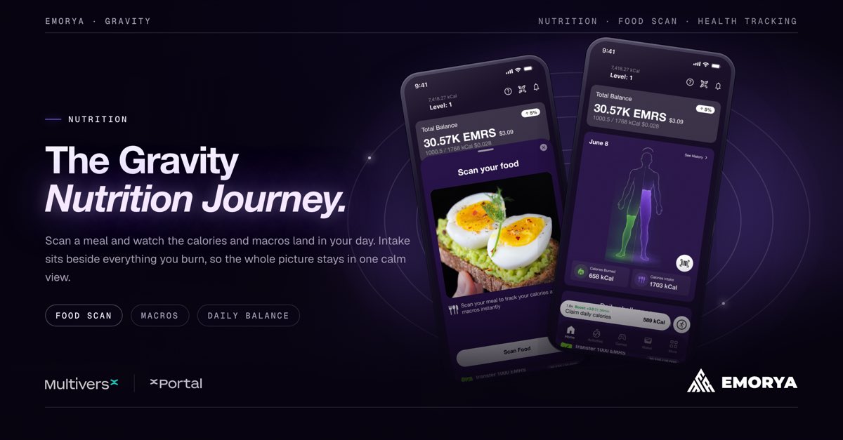 EmoryaFinance's tweet photo. 💥 Your meals just entered the Gravity game

The Gravity Nutrition Track is here:

🥗 Scan what you eat
🔥 Turn your calories into progress
📊 Track your daily nutrition journey
🏆 Rise through the leaderboard

Every meal is a move.

Every choice takes you higher.

The challenge begins soon… 👀

Are you ready to defy Gravity? 🚀