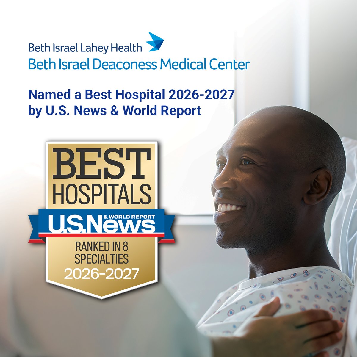 BIDMChealth's tweet photo. BIDMC has been named among @usnews' 2026–27 Best Hospitals,earning top-three rankings in both Massachusetts and the Boston metro area. Congratulations and thank you to our care teams for this well-deserved recognition! 

🔗 Learn more: https://t.co/5S6sSnzBx0 https://t.co/VSJVXNf2x9