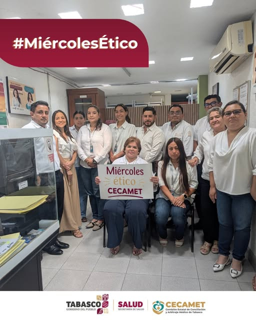 CECAMETTab's tweet photo. En la CECAMET creemos que la participación y el compromiso de cada persona servidora pública fortalecen la integridad, la honestidad y los valores que orientan nuestro trabajo diario.

#MiércolesÉtico #CECAMET #ÉticaPública #Integridad #ServicioPúblico #Tabasco https://t.co/3pkbdMH36X