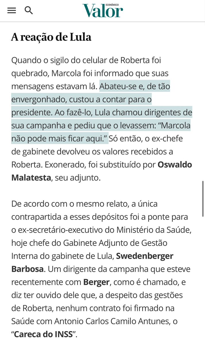 SamPancher's tweet photo. Relevante o que relata a jornalista Maria Cristina Fernandes, do Valor.

Marcola foi informado de que suas mensagens com Roberta Luchsinger estavam sob poder da PF. Ele próprio teria contado ao presidente Lula, que pediu sua exoneração.

Detalhe: a demissão ocorreu em 21 de julho https://t.co/DvkiCf5RSc