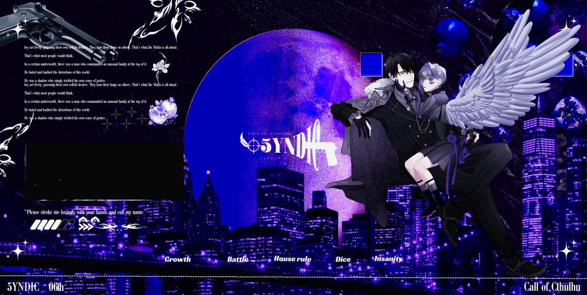 CKSY893's tweet photo. 𝗖𝗼𝗖 ✦𝟱𝗬𝗡𝗗𝗜𝗖✦

✦𝗛𝗢𝟭「己の正義を振るう者」
ジョット│はしもとさん

✦𝗛𝗢𝟮「首領の寵愛を受ける者」
アズライール│靺子│𝗞𝗣

✦両生還✦ https://t.co/N0N0sfPY4n