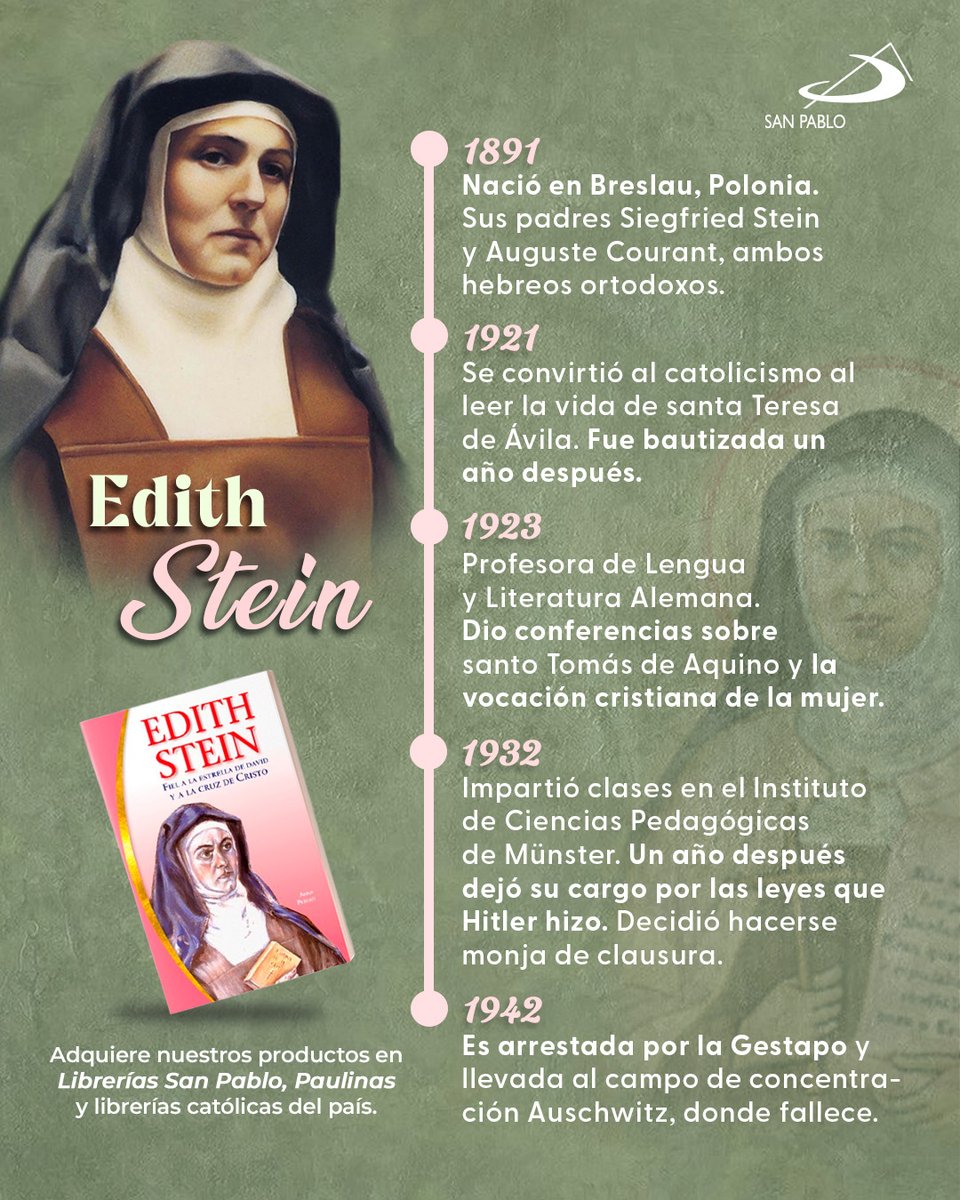 sanpablomex's tweet photo. ✨ Filósofa, profesora, carmelita y mártir: así fue Santa Edith Stein.
https://t.co/SuDfoemwau
#Libros #EdithStein #VidaDeSantos #SanPablo #PastoralDigital #Paulinos https://t.co/jEPAkVA1av