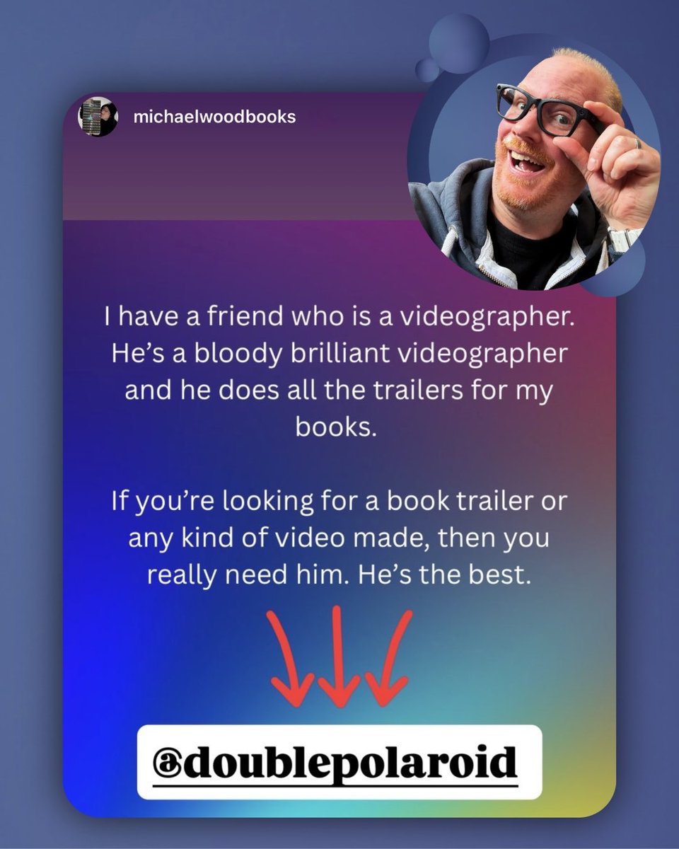 PolaroidHead's tweet photo. Wow! 🤩 

Feedback and a shout out like this, is what it’s all about! 🫶🏻

Thank you @MichaelHWood 🙏🏻

Doing my best to create videos that people will not only benefit from, but also absolutely love! ❤️ 

📧 video@doublepolaroid.co.uk

#videography #booktrailers #bookstagram https://t.co/Be1mbaaAUc