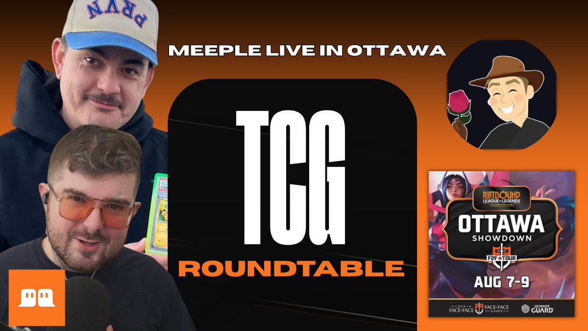 Schillerverse's tweet photo. Tomorrow night, Donny Slabs and I will be live with the TCG Roundtable and special guest @MeepleDad, who is on the ground at the @FaceToFaceGames Riftbound Ottawa Showdown in Canada! 

7 PM ET. 

Live across X, Facebook, YouTube, and Twitch. 

Presented by @syncd_collect https://t.co/mapveqYn1Q