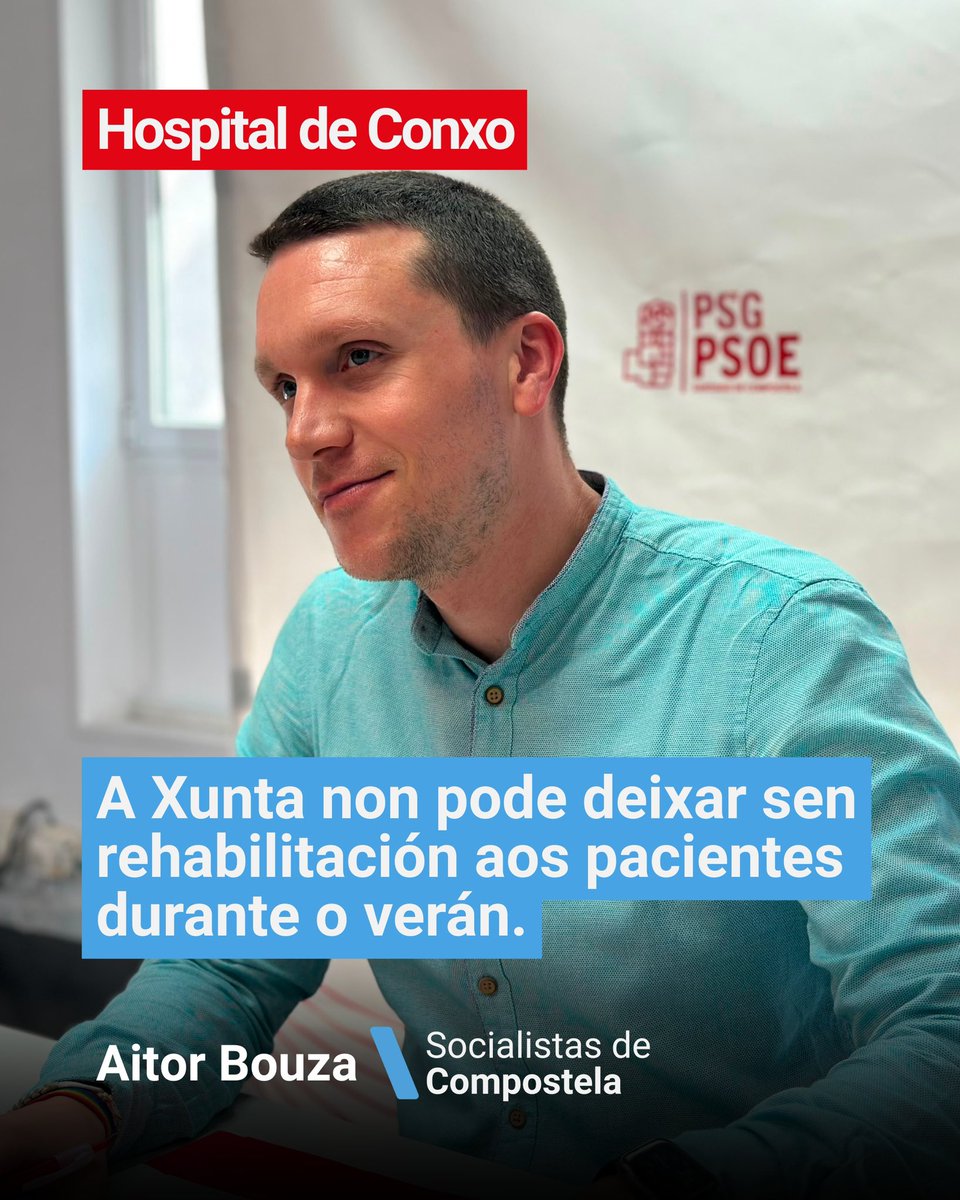 psdegsantiago's tweet photo. 🏥 A falta de planificación da Xunta tamén cancela tratamentos de rehabilitación.

Pacientes do Hospital de Conxo quedaron sen cita ata despois do verán.

❌ Esiximos cubrir todas as substitucións. A saúde non pode esperar nin seguir sufrindo máis recortes. https://t.co/DDJLf4teUp
