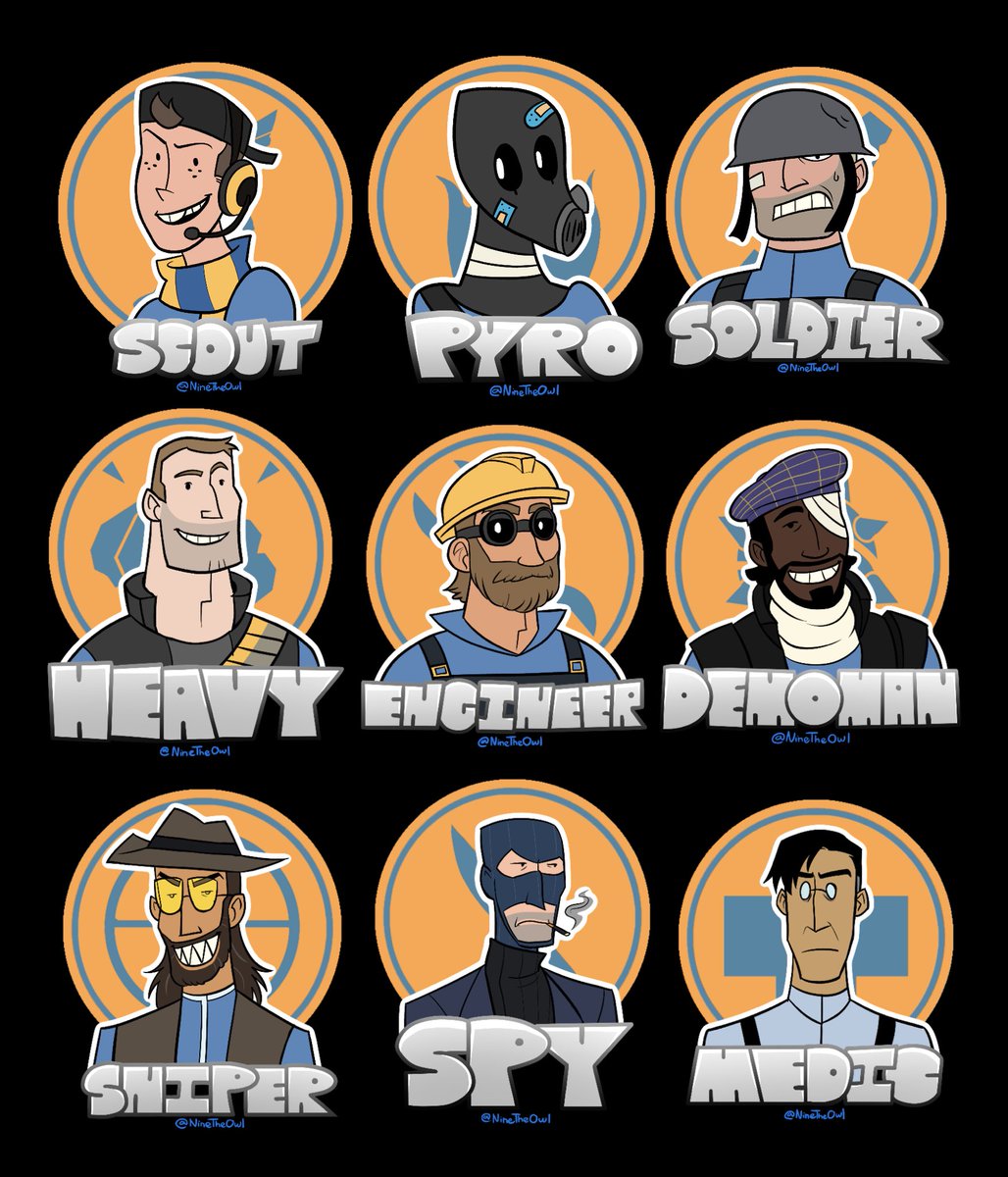 NineTheOwl's tweet photo. consider this as BLU team showcase lol
(I made these for cosplay con this Saturday :P)

#tf2 #teamfortress2 https://t.co/Nlq7lsowXh