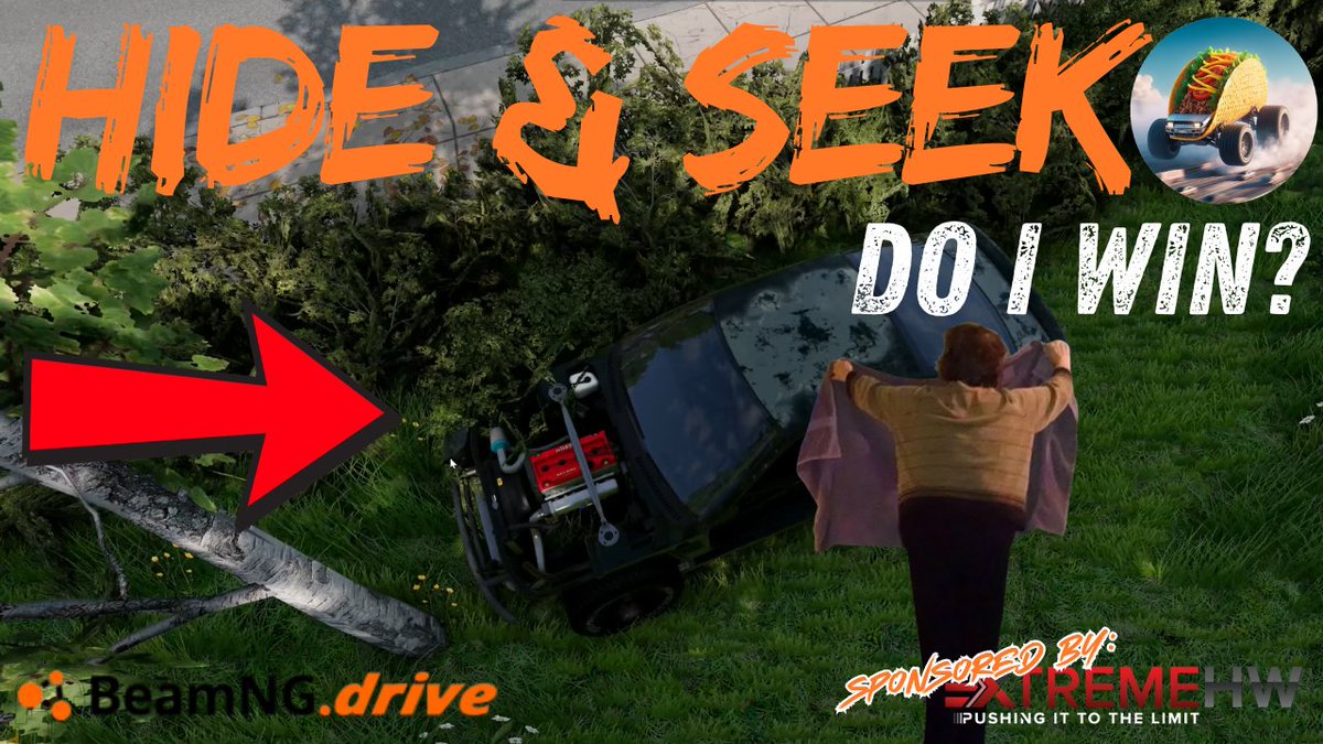 piodoesdonuts's tweet photo. Playing something that we've done on LIVE stream quite a few times, this time its edited!  Yay!  BeamNG Hide & Seek!  Who won this video, let me know in the comments below!  This is also my LAST 0.38 video before I start doing some 0.39 videos, yay! @perthwastaken also made an appearance! :)