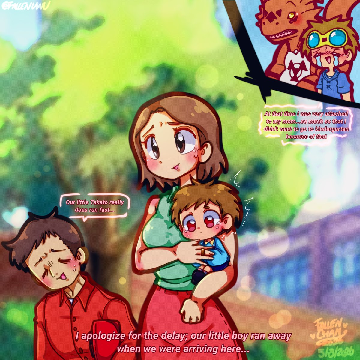 FallenUwu's tweet photo. Nerves on the first day of kinder
(Digimon tamers fanart)

Sigo viva!! Y hice este dibujo de takato recordando que fue un desastre en el primer dia en el jardin donde el lloro y se escapo para no separarse de su mami

#DigimonArt #Digimon #DigimonTamers #Takatomatsuda #デジモン https://t.co/OV8bmi6F2s