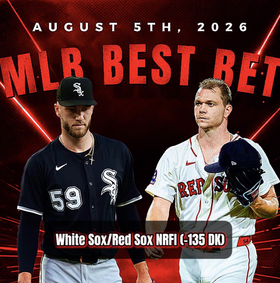 Zuckski's tweet photo. MLB PLAY OF THE DAY ⚾️

White Sox/Red Sox NRFI (-135 DK) 

Show some love if tailing ❤️ 
#MLB #WhiteSox #RedSox https://t.co/XJPYzZ8po2