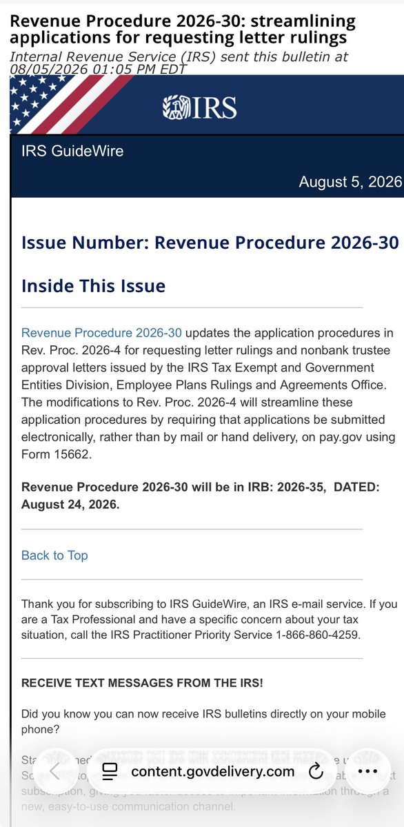 PKubeyEA's tweet photo. 🚨🚨🚨New #IRS revenue procedure - requesting a letter ruling is now electronic! https://t.co/sQe4F0GdI7 #taxtwitter #EA #CPA #taxpros https://t.co/v8brraEjf3