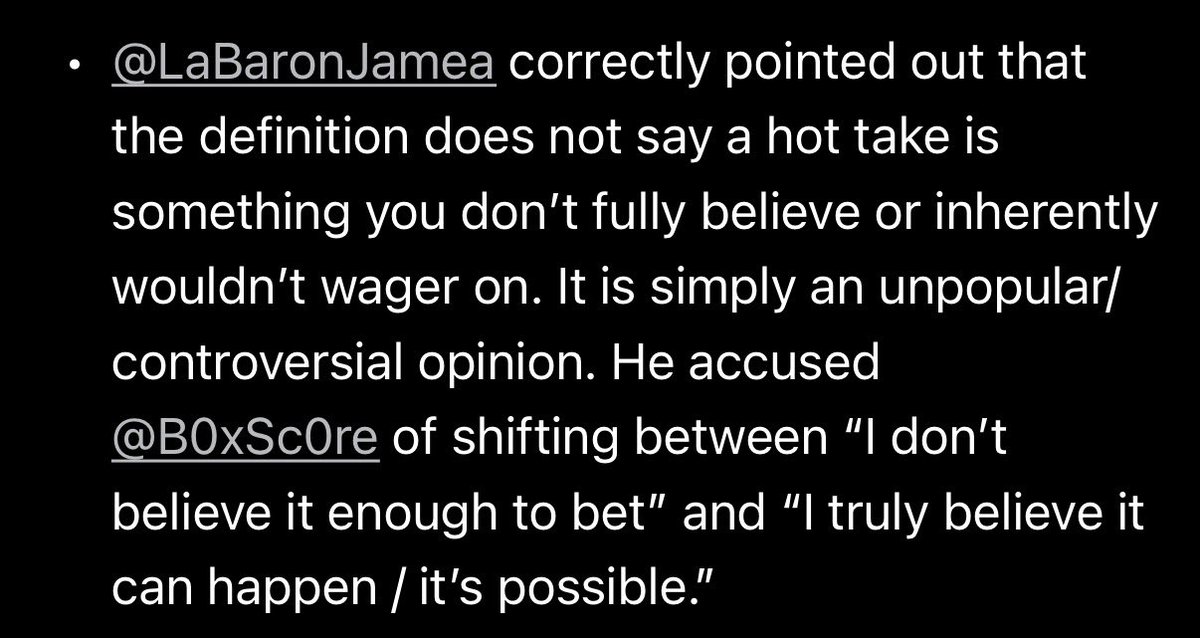 baccsh0ts's tweet photo. @B0xSc0re @LaBaronJamea @grok Just to reiterate this to you again you fucking pathetic loser. You made a “hot take” you were asked to bet, you then incorrectly used the definition of hot take to not bet. As if it means it’s something you don’t believe. Thats been your argument the whole time. You’re a retard. https://t.co/DAVvJq7fr3