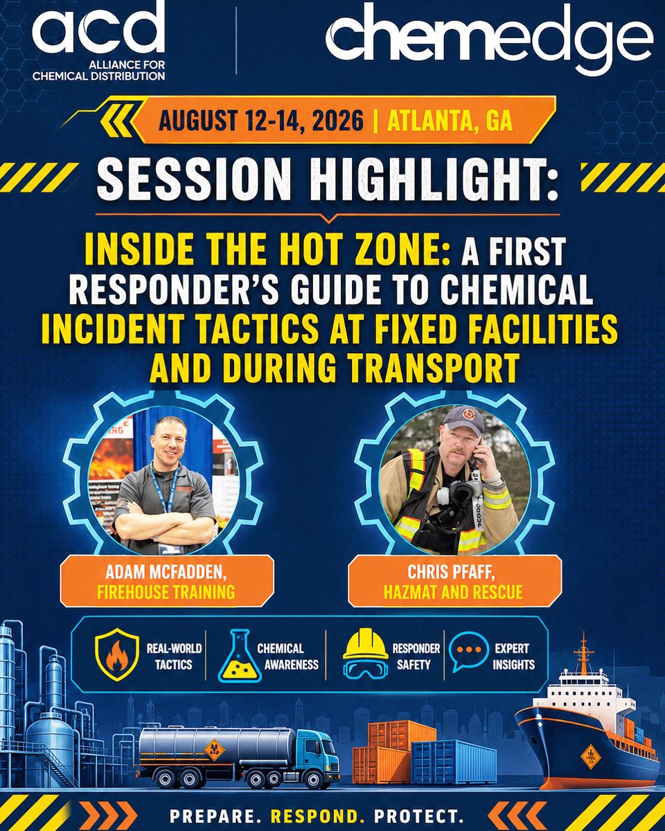 FirehouseTrain1's tweet photo. 🇺🇸 Next Stop: Atlanta, Georgia for the Alliance for Chemical Distribution ChemEdge 2026 Conference!🏭 Next week, I’ll once again be teaming up with my good friend Chris Pfaff of Hazmat and Rescue as we head to Atlanta, Georgia to present at ChemEdge 2026! @HazmatandRescue https://t.co/RijXAVsMT9
