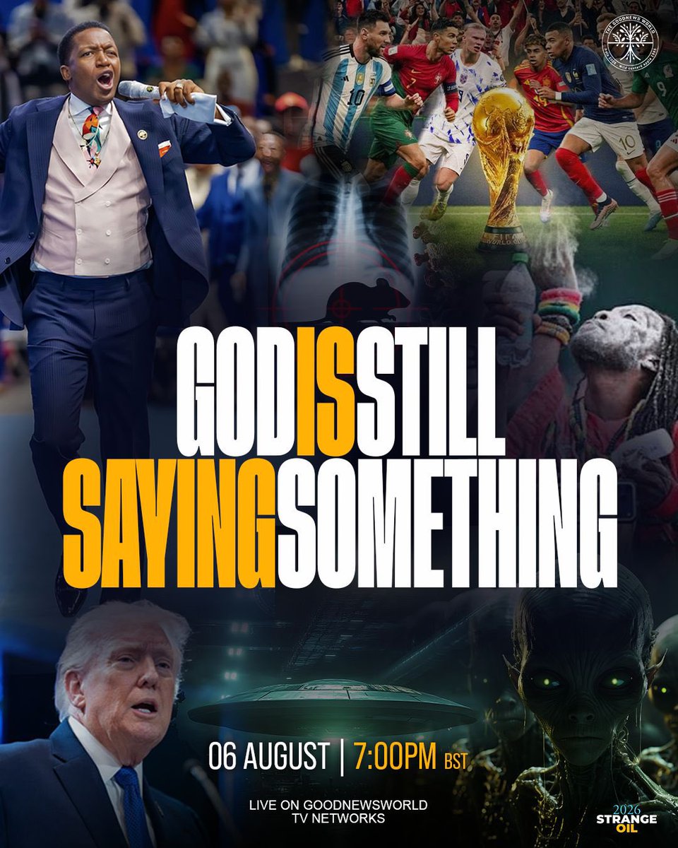 UebertAngel's tweet photo. Come hear THE BEST and expect the best on “God Is Still Saying Something” this Thursday at 7PM (BST) live across the GoodNewsWorld TV Network. https://t.co/F8af2w7VdX