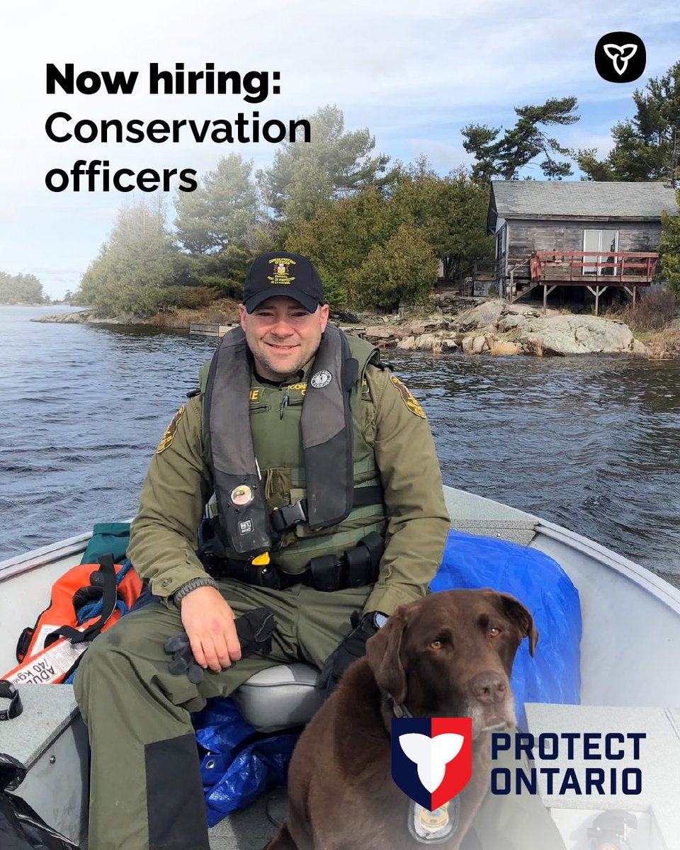 ONresources's tweet photo. You can scroll past this…Or you can apply for a career that takes you across Ontario's forests, lakes and backroads. 

As a conservation officer, you'll help protect the province's natural resources, conduct investigations, educate the public and support outdoor safety. https://t.co/DC9ep0680I