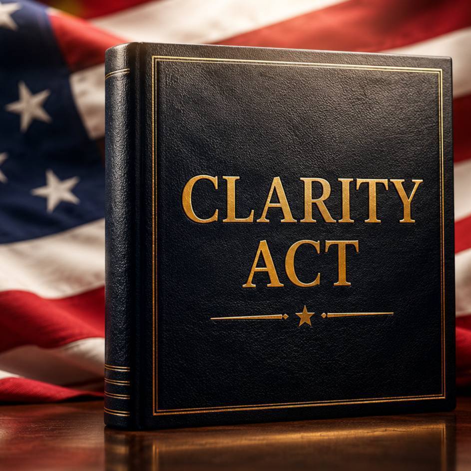 Cointelegraph's tweet photo. 🇺🇸 UPDATE: The odds of the Clarity Act becoming law in 2026 have fallen to 16% on Polymarket. https://t.co/28NMtEO17Z