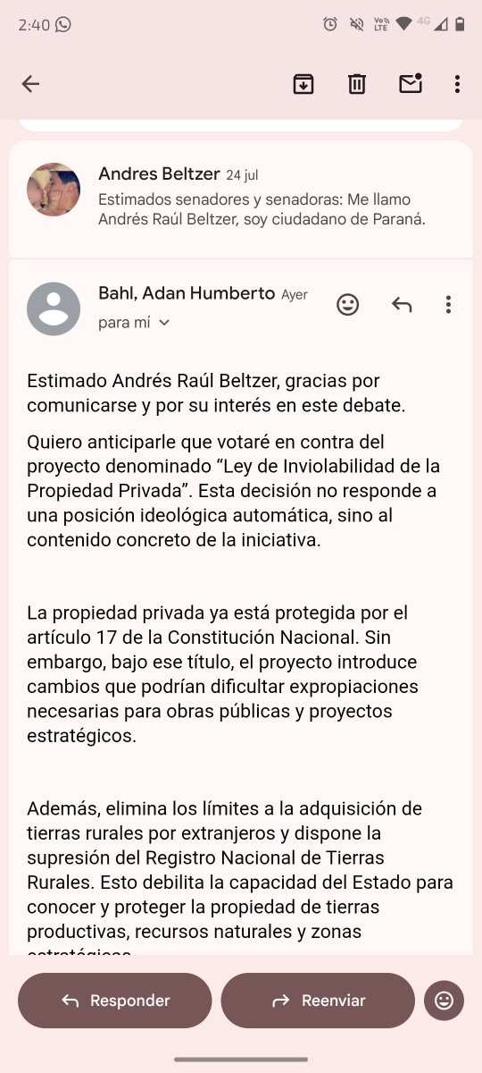 BoscoPachu's tweet photo. El senador @adanhbahl votará EN CONTRA de la ley, lamentablemente los otros dos senadores por Entre Ríos @joaquinbenegaslynch y @rominaalmeida votaron A FAVOR https://t.co/M0TaqTQcFt