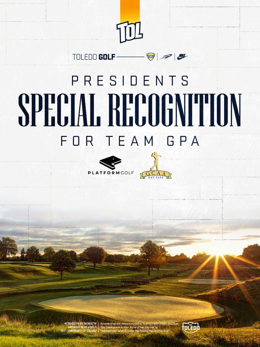 ToledoMGolf's tweet photo. 𝗦𝗧𝗔𝗖𝗞𝗜𝗡𝗚 𝗬𝗘𝗔𝗥𝗦

Proud to be honored for a 5⃣th straight season with Presidents Special Recognition from the GCAA!! 📚🎓 🚀🚀

🔗: https://t.co/TwaEv5eMoc https://t.co/JG9atTsU6p