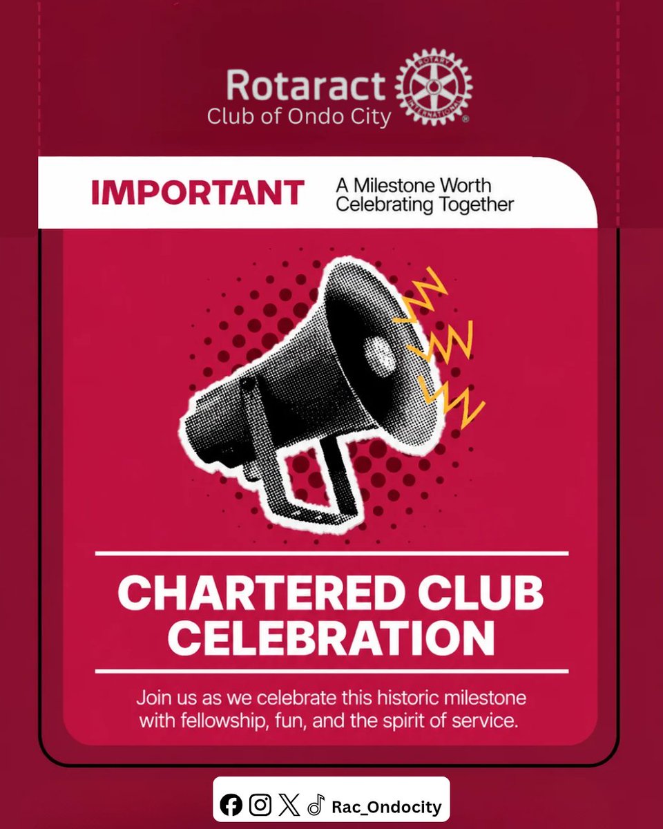 rac_ondocity's tweet photo. Officially Chartered! 🎉
A proud milestone for the Rotaract Club of Ondo City! Together, we begin a new journey of service, leadership, fellowship, and lasting impact. Here's to a brighter future! 💙❤️
#rotaractondocity #CreateLastingImpact #rotaryinternational @Rotary https://t.co/MEKHKVBCwj
