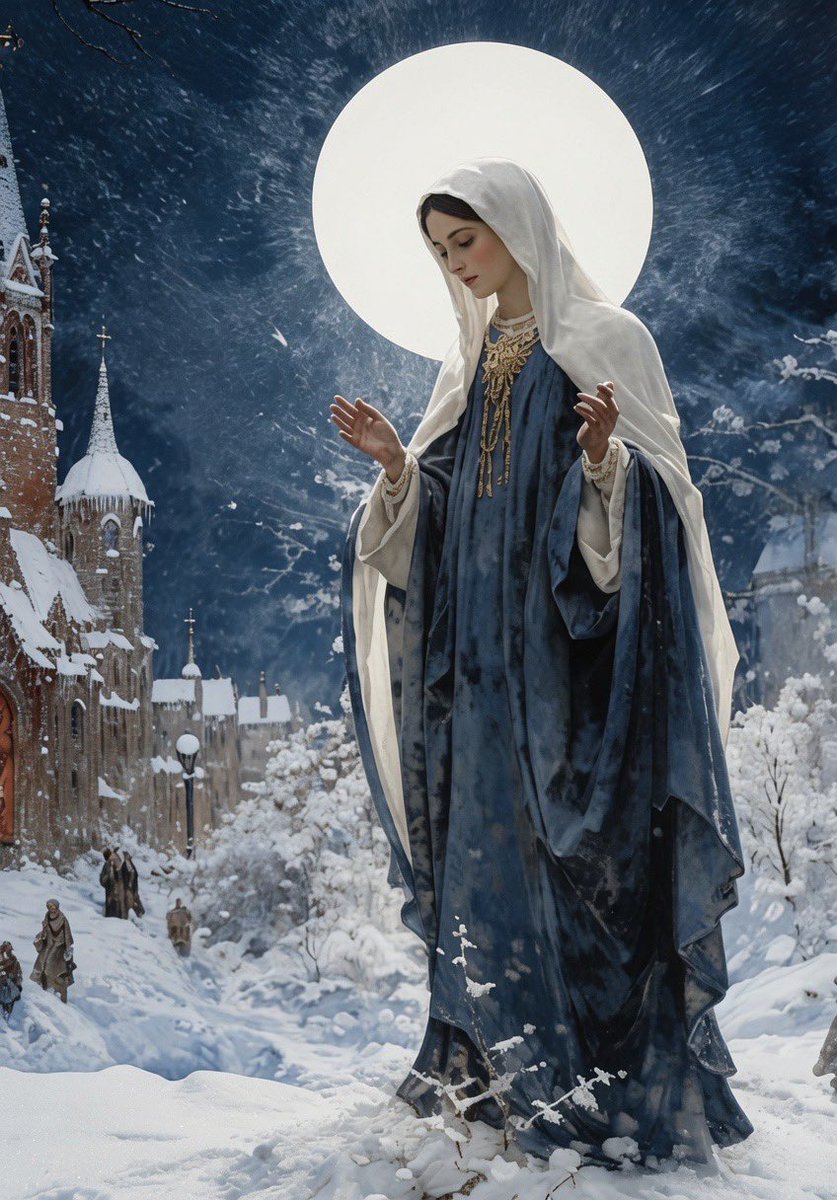 GrainneMcD92925's tweet photo. Today, August 5th, is the Feast of Our Lady of the Snows. 🧵:

It commemorates a powerful intervention of the Mother of God. In 352 AD, a Roman aristocrat named Giovanni and his wife, having no children, consecrated their lives and their wealth to the Virgin Mary, and then they prayed, asking her what they should do.