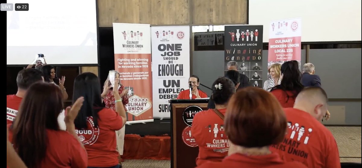 Culinary226's tweet photo. "I’ve worked at Palace Station for 34+ years &amp; I have nothing to show for it. No pension. Nothing." - Casiano, a @StationCasinos worker who wears his union button every day despite retaliation. Station Casinos must respect workers &amp; the law. #TrumpSlump @JoeLombardoNV https://t.co/FMCkiAYV4c