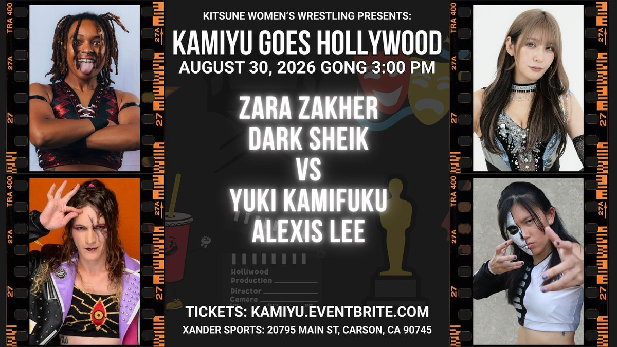 PWKitsune's tweet photo. MAIN EVENT ANNOUNCEMENT: Zara Zakher will team with Dark Sheik and face Alexis Lee and Yuki Kamifuku!
Four of the best in the world. It’s a can’t miss tag team match.
Tickets on sale now:
https://t.co/OREN5rndVc https://t.co/o9xsdeRdus