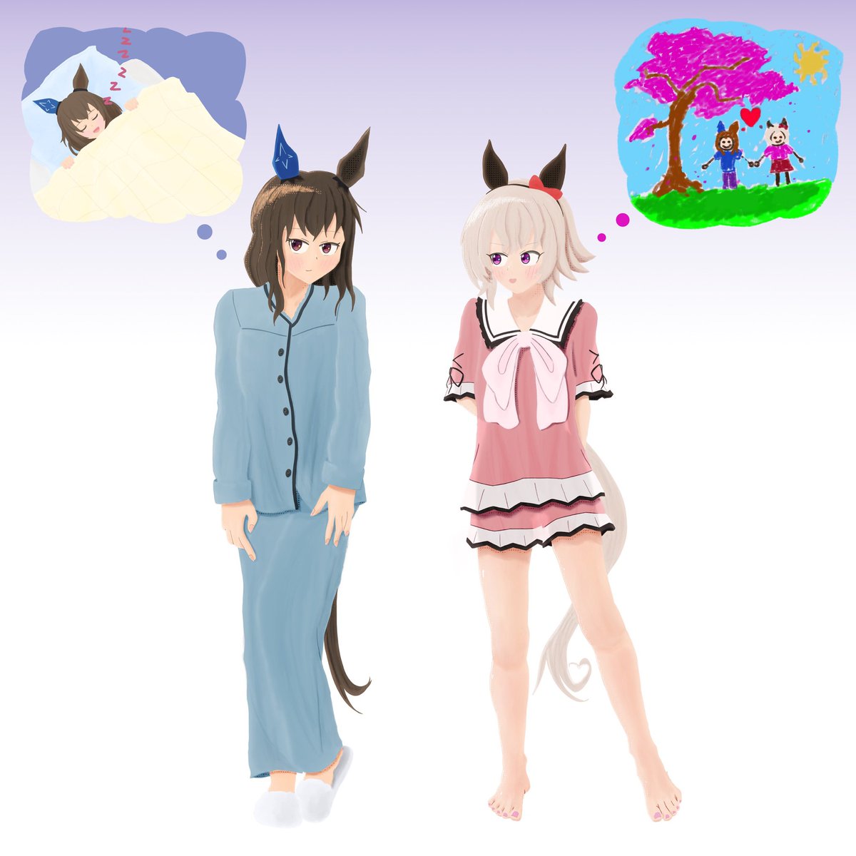 Unlucky_Baldy's tweet photo. Ayabe and #CuteCurren's problematic yearning gap (also me experimenting with a lineless style) https://t.co/oeqf4JgbPj