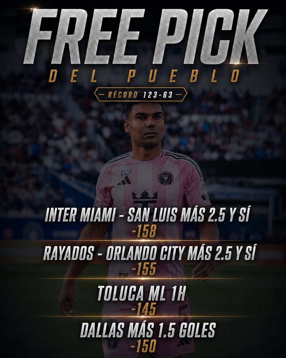GallitoVip's tweet photo. FREE PICK DEL PUEBLO EXCLUSIVO DE LEAGUES CUP 🏆

Nuestro récord:

✅ 123-63 

Déjame tu comentario y dale repost para que todos votemos para elegir la opción ganadora 💪

https://t.co/3gPlJs45Dj https://t.co/NRVEDPIqNv