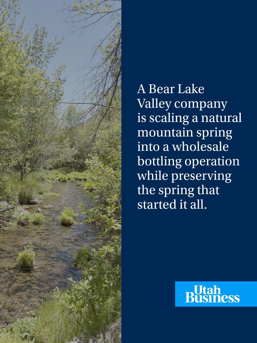 UtahBusiness's tweet photo. 🔗: https://t.co/NETFNmC4jH

A family-owned mountain spring in Bear Lake Valley is taking on the billion-dollar bottled water industry. 💧🏔️

Little Spring Water has transformed a natural spring that sustained generations of one family into a growing wholesale bottling operation serving customers across Utah, Idaho and Wyoming. 

Their first major customer? Kroger. 

With a Safe Quality Food score of 97%, infrastructure built to protect the spring that started it all, and year-round jobs in a region known for seasonal work, this is a story about building something sustainable from something pure.

Discover how they're doing it at https://t.co/QR2MwnBpNk.