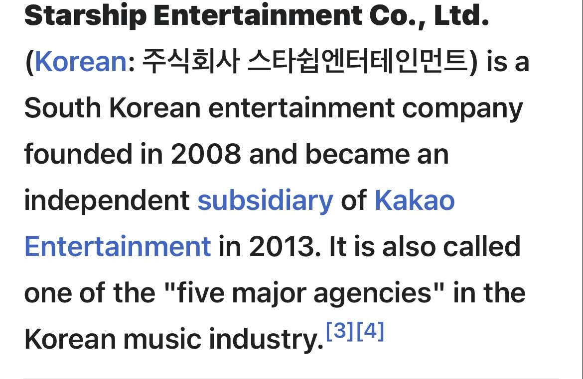 aboutblnbg's tweet photo. Starship Entertainment has been a Kakao subsidiary since 2013 with Kakao Entertainment still holding a majority stake today https://t.co/afQHj9MSs3